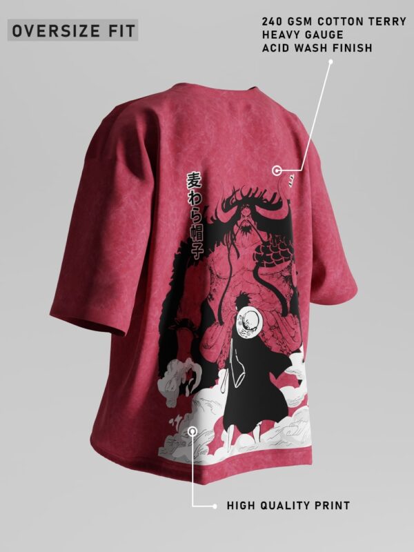 Luffy vs Kaido Oversized T-Shirt ( Acid Washed) - Image 5