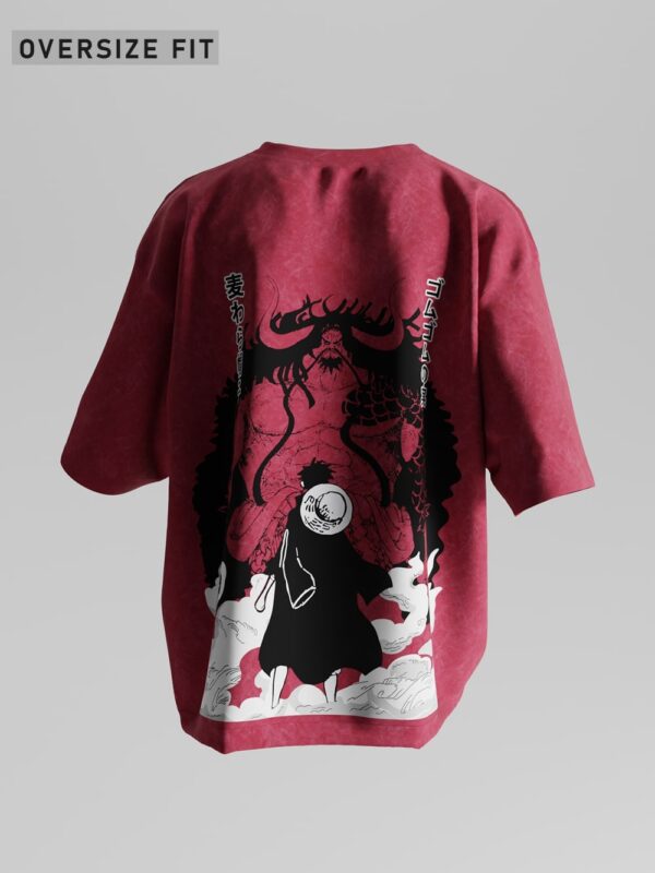 Luffy vs Kaido Oversized T-Shirt ( Acid Washed) - Image 2